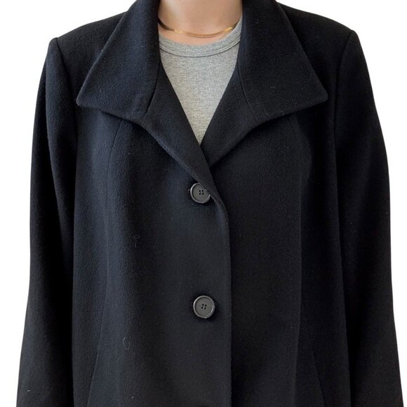 Vintage Loro Piana Fabric Womens Black 100% Wool Winter Pea Coat Jacket Sz 20 - Picture 5 of 9